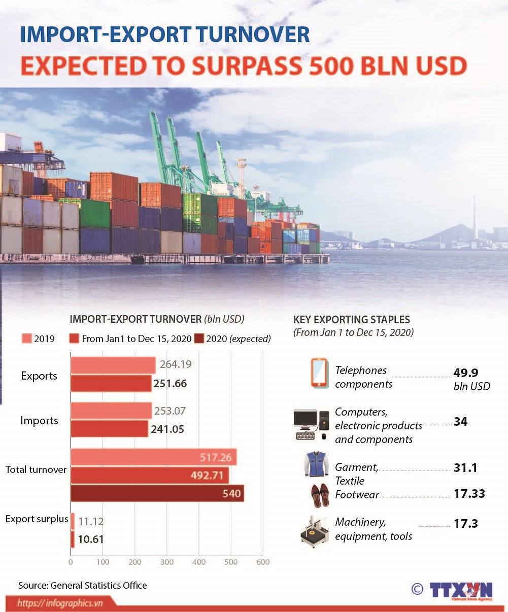 Import-export turnover expected to surpass 500 bln USD hinh anh 1