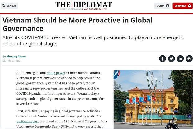 The Diplomat : le Vietnam devrait etre plus proactif en matiere de gouvernance mondiale hinh anh 1