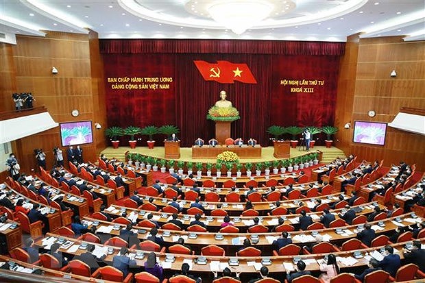 Premiere journee de travail du 4e Plenum du Comite central du Parti hinh anh 1