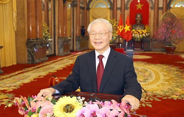 Генеральныи секретарь ЦК КПВ, президент СРВ Нгуен Фу Чонг дал интервью ВИА по случаю празднования Лунного Нового года hinh anh 1