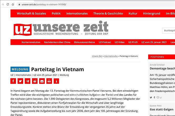 Congreso partidista decidira principales tareas politicas y economicas de Vietnam, segun periodico aleman hinh anh 1