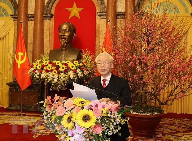 Maximo dirigente de Vietnam exhorta a construir un pais mas prospero y feliz con motivo del Ano Nuevo Lunar hinh anh 1
