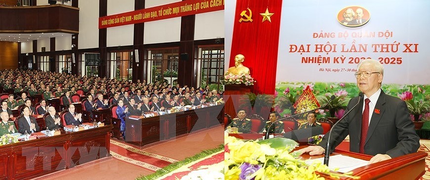 Secretario general del Partido Comunista y presidente de Vietnam participa en la XI Asamblea partidista del Comite partidita del Ejercito hinh anh 2
