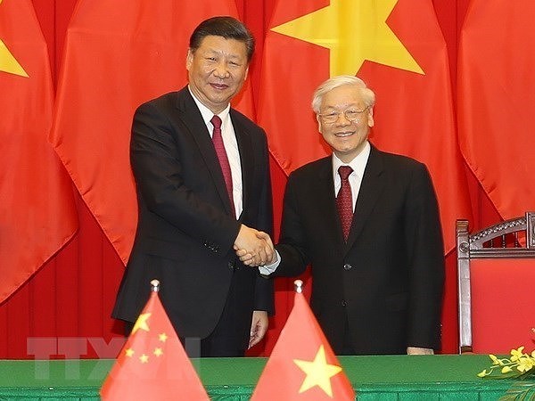 Le leader vietnamien recoit les felicitations de son homologue chinois hinh anh 1